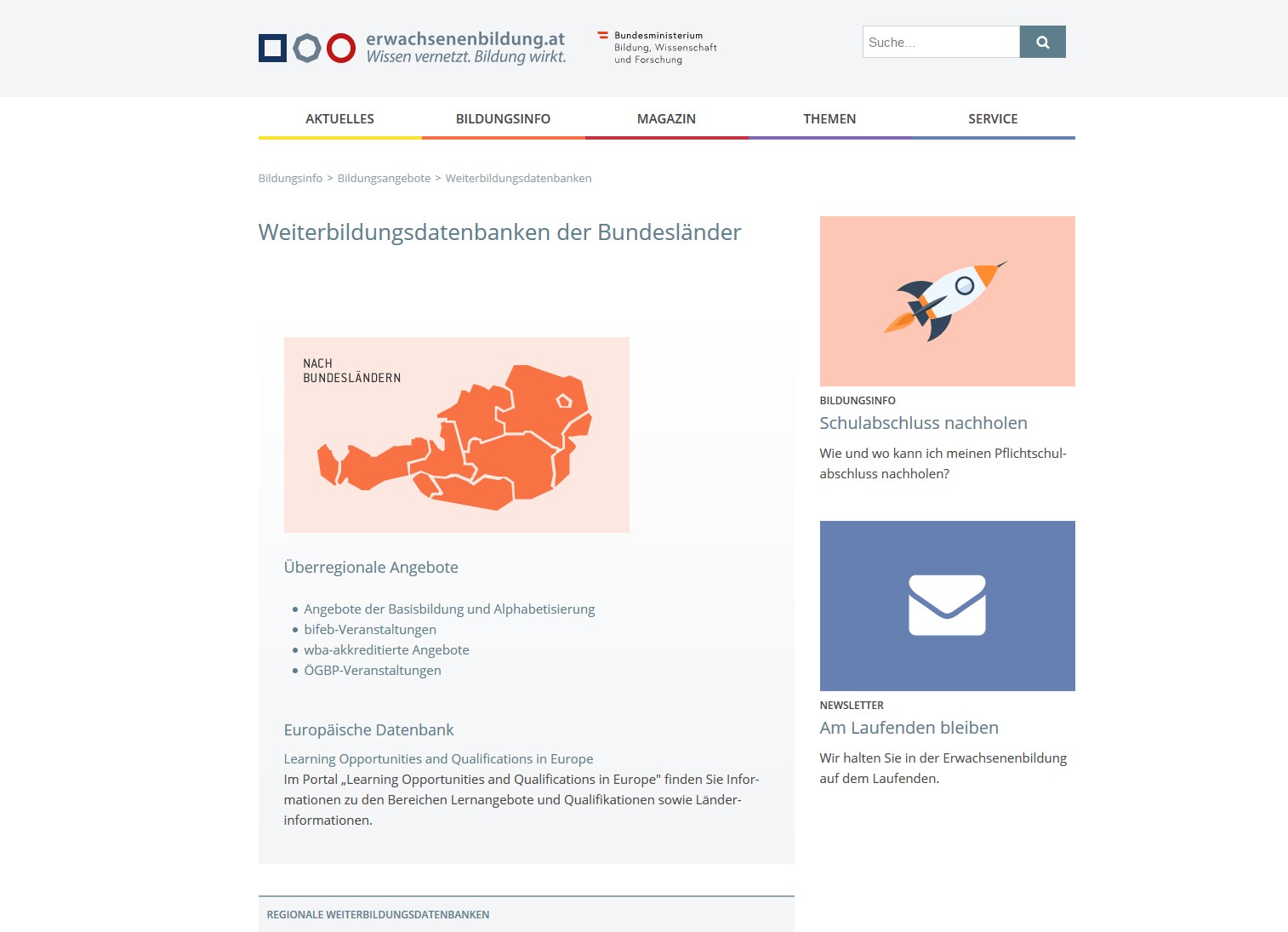 weiterbildungsdatenbanken at